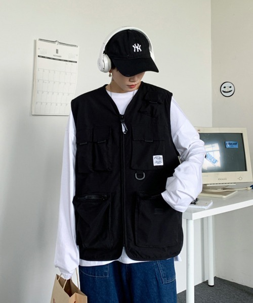 NOWLE（ノウル）の「【NOWLE】ビッグポケット フィッシングベスト（ベスト・メンズ・ブラック/カーキ・MEDIUM/LARGE/X-LARGE/XX-LARGE）」の7枚目の写真