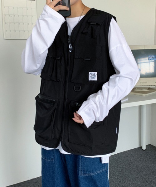 NOWLE（ノウル）の「【NOWLE】ビッグポケット フィッシングベスト（ベスト・メンズ・ブラック/カーキ・MEDIUM/LARGE/X-LARGE/XX-LARGE）」の8枚目の写真