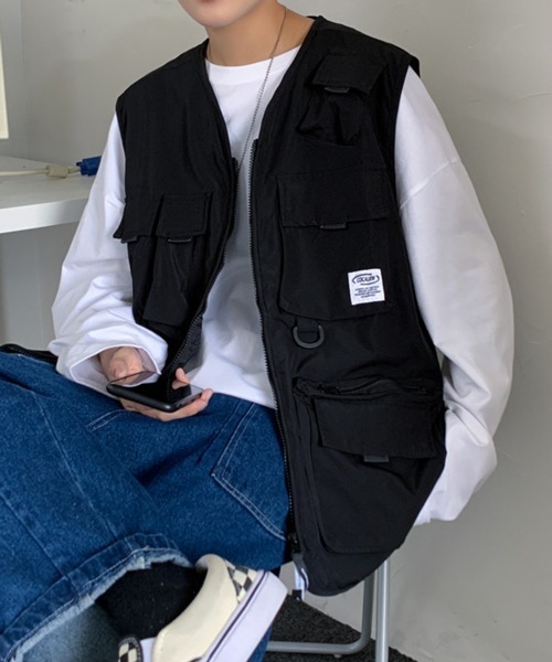 NOWLE（ノウル）の「【NOWLE】ビッグポケット フィッシングベスト（ベスト・メンズ・ブラック/カーキ・MEDIUM/LARGE/X-LARGE/XX-LARGE）」の10枚目の写真