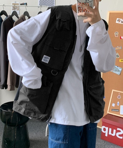 NOWLE（ノウル）の「【NOWLE】ビッグポケット フィッシングベスト（ベスト・メンズ・ブラック/カーキ・MEDIUM/LARGE/X-LARGE/XX-LARGE）」の11枚目の写真