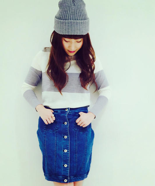 Kastane(カスタネ)の「【Kastane】前開きデニムスカート(スカート・レディース・ライトブルー/アイボリー/ブラック・FREE)」の8枚目の写真