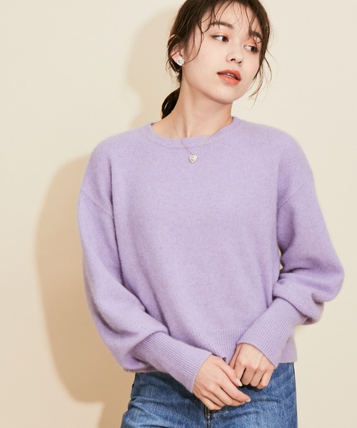 MADEMOISELLE ROPE'(マドモアゼル ロペ)の「FOX混パフスリーブニットプルオーバー(ニット/セーター・レディース・ブラック/オフホワイト/ラベンダー/イエロー系その他・38)」の3枚目の写真