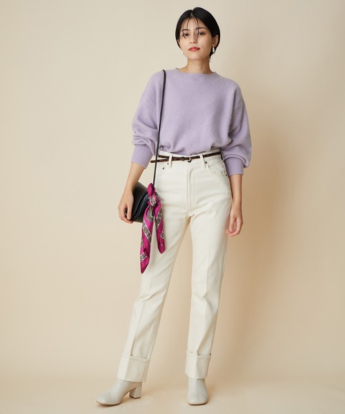 MADEMOISELLE ROPE'(マドモアゼル ロペ)の「FOX混パフスリーブニットプルオーバー(ニット/セーター・レディース・ブラック/オフホワイト/ラベンダー/イエロー系その他・38)」の14枚目の写真