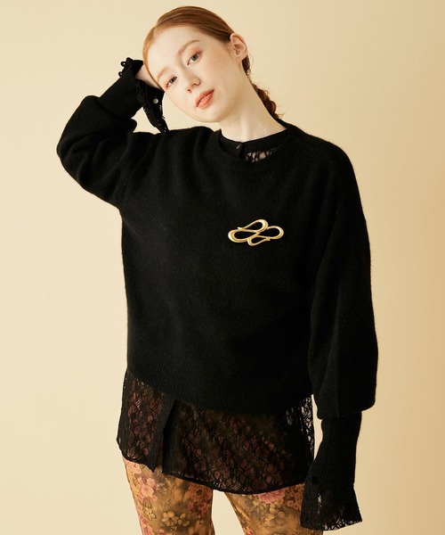 MADEMOISELLE ROPE'(マドモアゼル ロペ)の「FOX混パフスリーブニットプルオーバー(ニット/セーター・レディース・ブラック/オフホワイト/ラベンダー/イエロー系その他・38)」の13枚目の写真