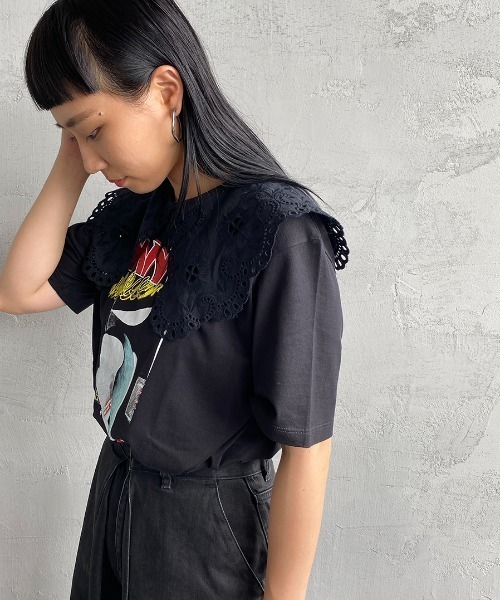 JF Ready Made（ジェイエフレディメイド）の「[Jf Ready Made/ジェイエフレディメイド] コットンレース 2WAY付け襟（付け襟・レディース・ブラック・ONE SIZE）」の4枚目の写真