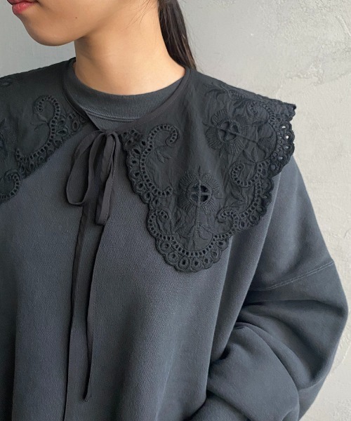 JF Ready Made（ジェイエフレディメイド）の「[Jf Ready Made/ジェイエフレディメイド] コットンレース 2WAY付け襟（付け襟・レディース・ブラック・ONE SIZE）」の9枚目の写真