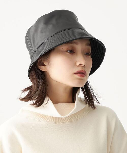 CITEN（シテン）の「＜CITEN（シテン）＞フェイクレザー バケットハット（ハット・レディース・ブラック/オフホワイト・FREE）」の3枚目の写真