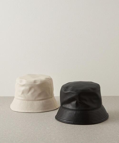 CITEN（シテン）の「＜CITEN（シテン）＞フェイクレザー バケットハット（ハット・レディース・ブラック/オフホワイト・FREE）」の9枚目の写真