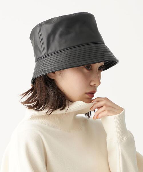 CITEN（シテン）の「＜CITEN（シテン）＞フェイクレザー バケットハット（ハット・レディース・ブラック/オフホワイト・FREE）」の11枚目の写真