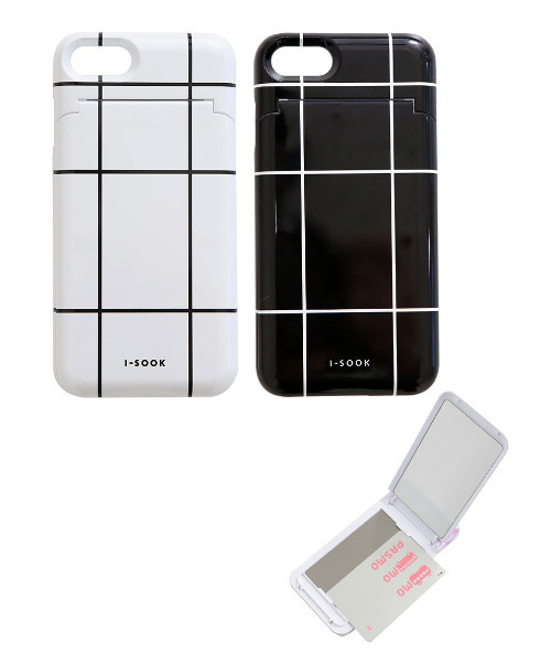 ISOOK（アイスー）の「モノトーンチェック柄カードケース&ミラー付きiPhoneケース（スマホケース/カバー・レディース・ホワイト/ブラック・6/10）」の3枚目の写真