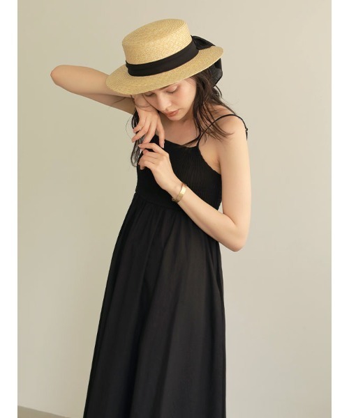 ACYM(アシーム)の「Gather flare cami ワンピース(ワンピース・レディース・ブラック/ベージュ・FREE)」の2枚目の写真