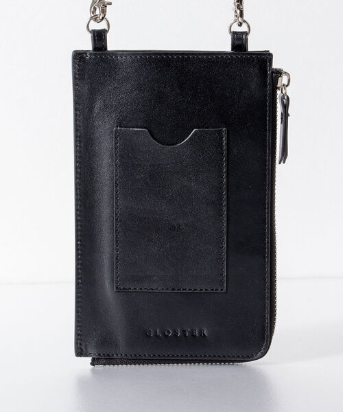 GLOSTER（グロスター）の「【GLOSTER/グロスター】レザーモバイルポシェット（ショルダーバッグ・メンズ・ブラック/ベージュ・FREE）」の6枚目の写真