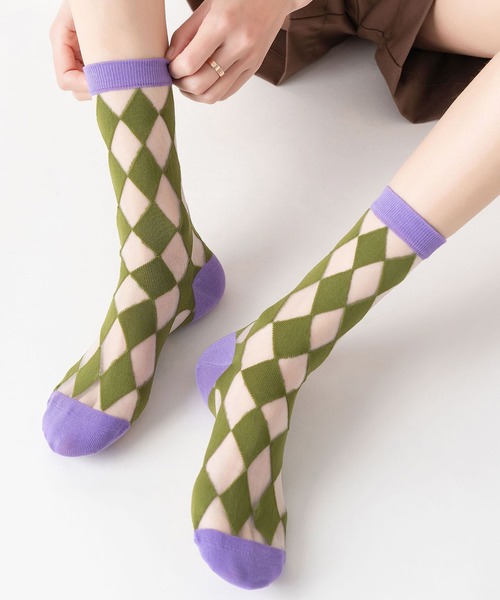 チェックの靴下 チェック柄ソックス / 靴下 メンズ ブロックチェック ankoROCK