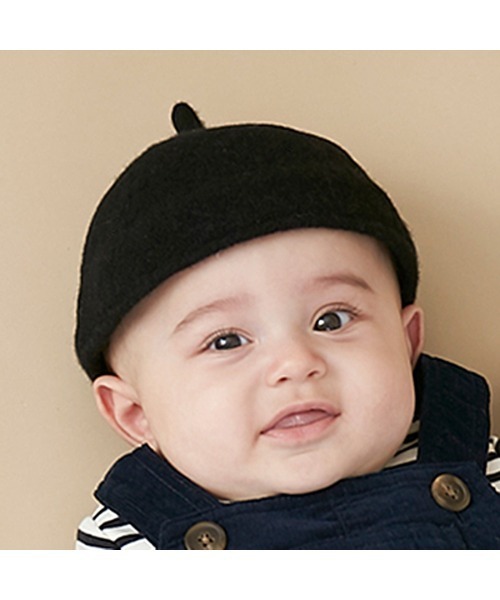 petit main(プティマイン)の「ベビーベレー帽(ハンチング/ベレー帽・キッズ・ライトピンク/ブラック・46cm/48cm)」の2枚目の写真