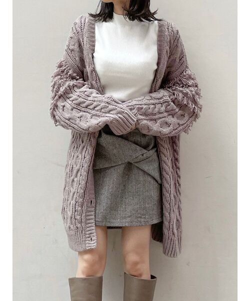 dazzlin（ダズリン）の「2wayフリンジカーデチュニック（カーディガン/ボレロ・レディース・ブラック/ベージュ/モカ・FREE）」の2枚目の写真