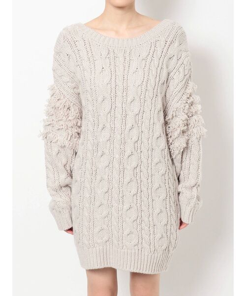 dazzlin（ダズリン）の「2wayフリンジカーデチュニック（カーディガン/ボレロ・レディース・ブラック/ベージュ/モカ・FREE）」の4枚目の写真