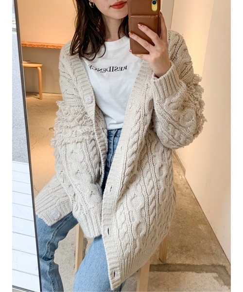 dazzlin（ダズリン）の「2wayフリンジカーデチュニック（カーディガン/ボレロ・レディース・ブラック/ベージュ/モカ・FREE）」の3枚目の写真