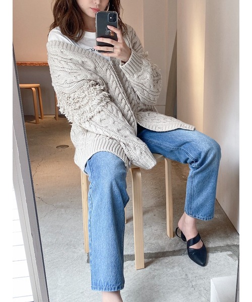 dazzlin（ダズリン）の「2wayフリンジカーデチュニック（カーディガン/ボレロ・レディース・ブラック/ベージュ/モカ・FREE）」の20枚目の写真