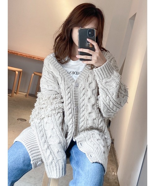 dazzlin（ダズリン）の「2wayフリンジカーデチュニック（カーディガン/ボレロ・レディース・ブラック/ベージュ/モカ・FREE）」の19枚目の写真