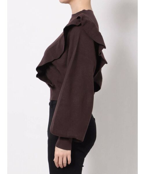 MERCURYDUO（マーキュリーデュオ）の「ハイネックボリュームラッフルニット（ニット/セーター・レディース・ブラウン/ベージュ/オフホワイト・FREE）」の16枚目の写真