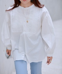 vis-`a-vis | レース&タック フロントピンタックチュニックブラウス(シャツ/ブラウス)