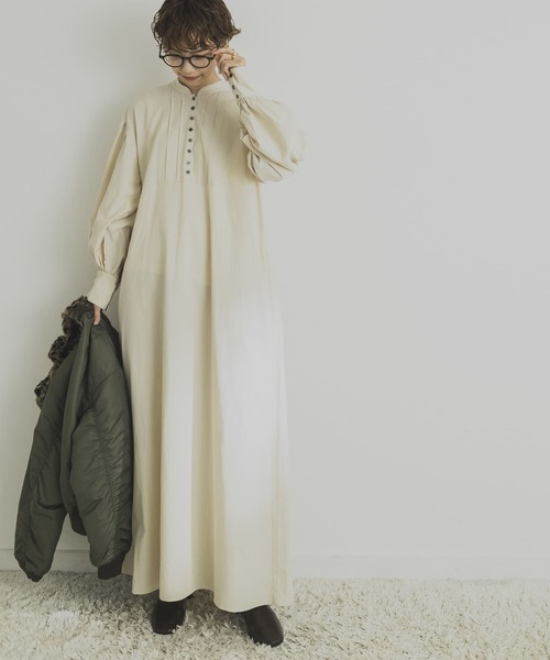 URBAN RESEARCH(アーバンリサーチ)の「ボリュームスリーブドレスシャツワンピース(ワンピース・レディース・グリーン/ホワイト系その他/ベージュ系その他・FREE)」の6枚目の写真