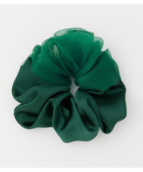 AZUL by moussy（アズールバイマウジー）の「MIX MATERIAL SHUSHU/ミックスマテリアルシュシュ（シュシュ・レディース・ベージュ/ダークグリーン/ブラック・FREE）」の3枚目の写真