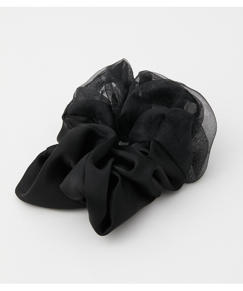 AZUL by moussy（アズールバイマウジー）の「MIX MATERIAL SHUSHU/ミックスマテリアルシュシュ（シュシュ・レディース・ベージュ/ダークグリーン/ブラック・FREE）」の9枚目の写真