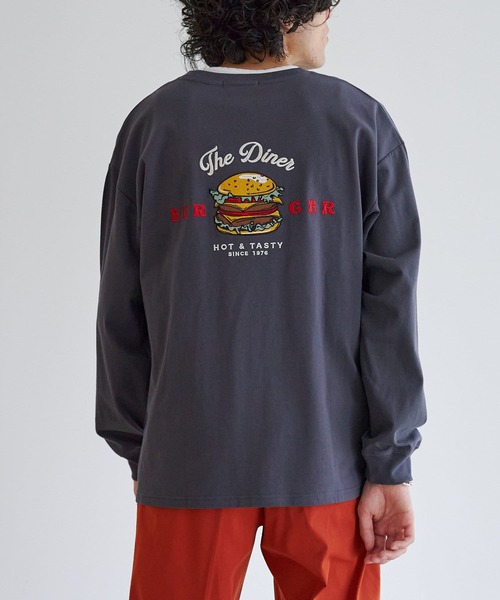 CPCM（シーピーシーエム）の「バックBURGER刺繍ロンT（Tシャツ/カットソー・メンズ・ホワイト/チャコールグレー/グリーン・LARGE/MEDIUM）」の2枚目の写真