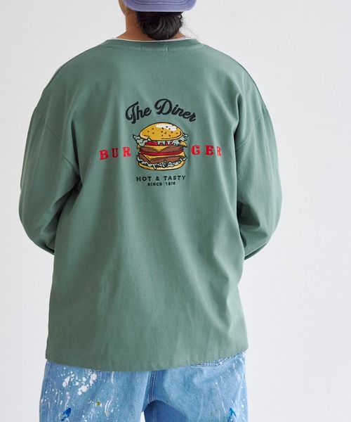 CPCM（シーピーシーエム）の「バックBURGER刺繍ロンT（Tシャツ/カットソー・メンズ・ホワイト/チャコールグレー/グリーン・LARGE/MEDIUM）」の3枚目の写真