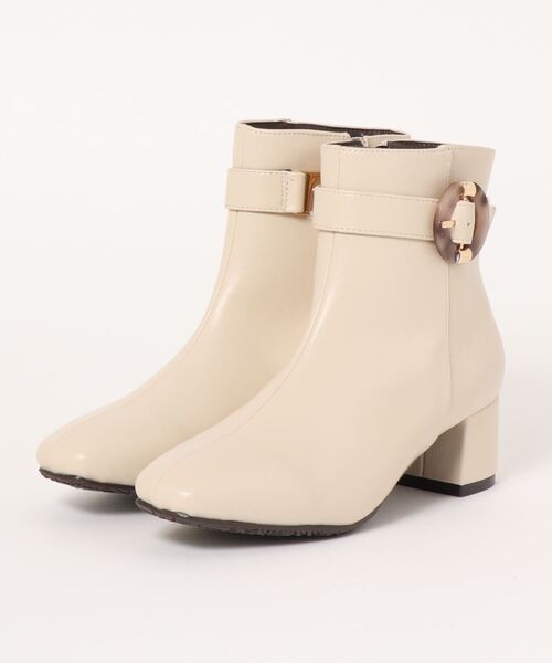 SAVOY(サボイ)の「【SAVOY】<2021AW>べっ甲ベルト付きスクエアトゥブーツ(ブーツ・レディース・ブラック/アイボリー/ネイビー・M/S/LL/L)」の2枚目の写真