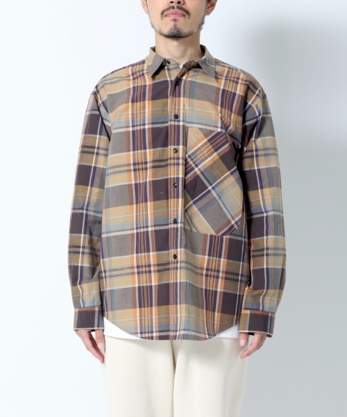 UNFIL（アンフィル）の「unfil アンフィル / chambray weather-cloth overshirt シャンブレー ウェザークロス オーバーサイズシャツ / WWSP-UU006（シャツ/ブラウス・メンズ・ブラウン/グレイッシュベージュ・4）」の8枚目の写真