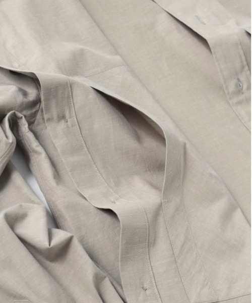 UNFIL（アンフィル）の「unfil アンフィル / chambray weather-cloth overshirt シャンブレー ウェザークロス オーバーサイズシャツ / WWSP-UU006（シャツ/ブラウス・メンズ・ブラウン/グレイッシュベージュ・4）」の5枚目の写真