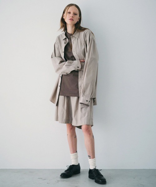 UNFIL（アンフィル）の「unfil アンフィル / chambray weather-cloth overshirt シャンブレー ウェザークロス オーバーサイズシャツ / WWSP-UU006（シャツ/ブラウス・メンズ・ブラウン/グレイッシュベージュ・4）」の21枚目の写真