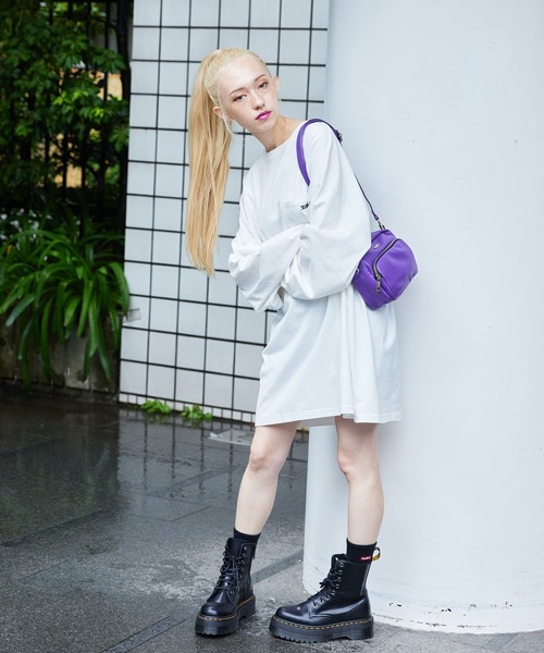 X-girl（エックスガール）の「FAUX LEATHER SHOULDER BAG（ショルダーバッグ・レディース・パープル/ベージュ/ブラック・ONE SIZE）」の8枚目の写真