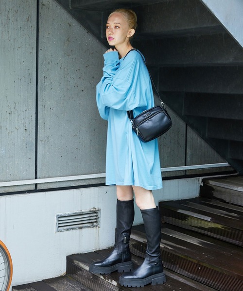 X-girl（エックスガール）の「FAUX LEATHER SHOULDER BAG（ショルダーバッグ・レディース・パープル/ベージュ/ブラック・ONE SIZE）」の6枚目の写真