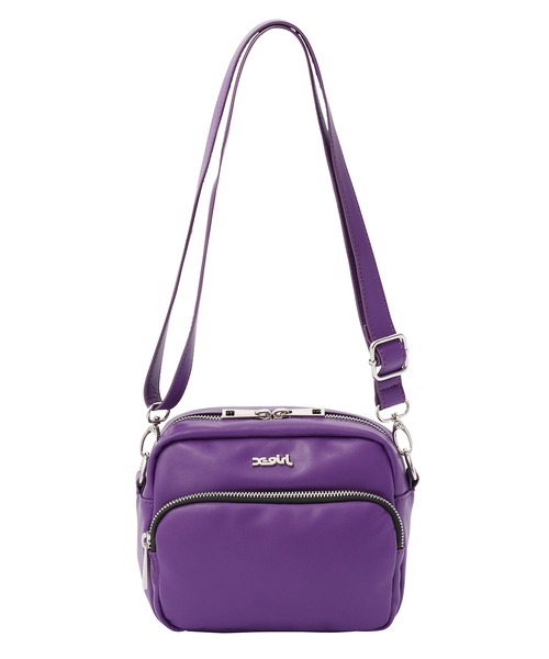X-girl（エックスガール）の「FAUX LEATHER SHOULDER BAG（ショルダーバッグ・レディース・パープル/ベージュ/ブラック・ONE SIZE）」の12枚目の写真