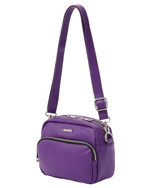 X-girl（エックスガール）の「FAUX LEATHER SHOULDER BAG（ショルダーバッグ・レディース・パープル/ベージュ/ブラック・ONE SIZE）」の5枚目の写真