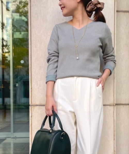 RIVE DROITE（リヴドロワ）の「大人のワードローブに欠かせない一枚　アンゴラタッチ総針ニット（ニット/セーター・レディース・オフホワイト/ピンクベージュ/ミント・FREE）」の3枚目の写真