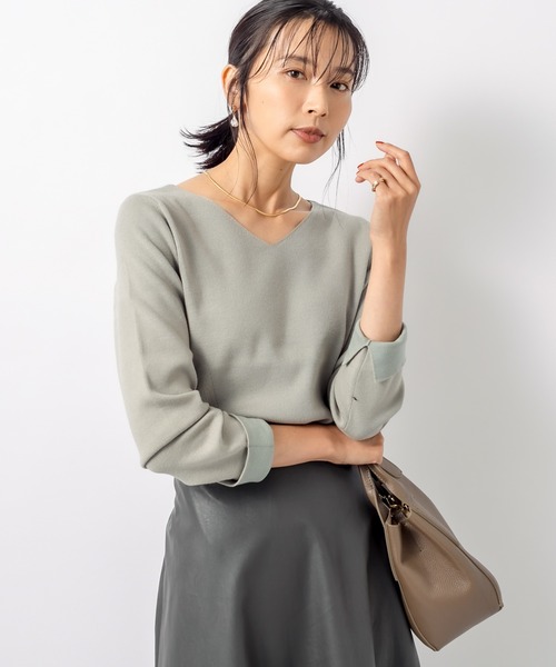 RIVE DROITE（リヴドロワ）の「大人のワードローブに欠かせない一枚　アンゴラタッチ総針ニット（ニット/セーター・レディース・オフホワイト/ピンクベージュ/ミント・FREE）」の5枚目の写真