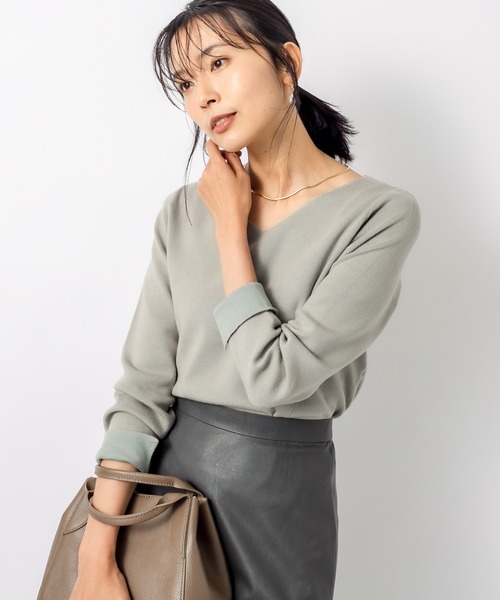 RIVE DROITE（リヴドロワ）の「大人のワードローブに欠かせない一枚　アンゴラタッチ総針ニット（ニット/セーター・レディース・オフホワイト/ピンクベージュ/ミント・FREE）」の6枚目の写真