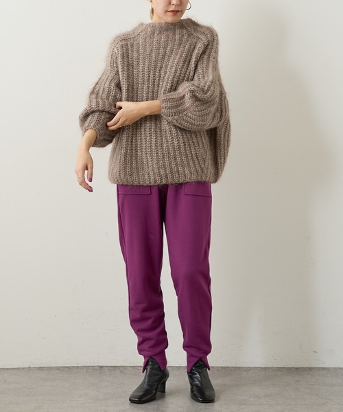 Omekashi(オメカシ)の「スウェットスリットパンツ(スウェットパンツ・レディース・アイボリー/パープル/チャコールグレー/オフホワイト/ベージュ・FREE)」の20枚目の写真