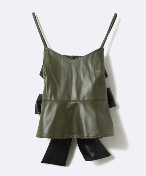 one way（ワンウェイ）の「【oneway Jeans】レザーペプラムリボンブラウス（その他トップス・レディース・ベージュ/ブラック/ライトブラウン/ダークグリーン・FREE）」の4枚目の写真