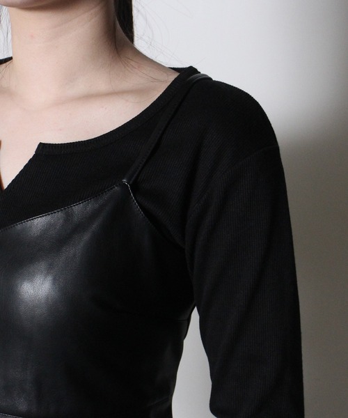 one way（ワンウェイ）の「【oneway Jeans】レザーペプラムリボンブラウス（その他トップス・レディース・ベージュ/ブラック/ライトブラウン/ダークグリーン・FREE）」の7枚目の写真