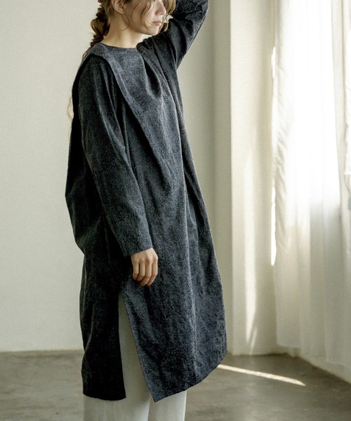 PUAL CE CIN(ピュアルセシン)の「綿花刺繍ワンピース(ワンピース・レディース・ブラック/ベージュ・FREE)」の6枚目の写真