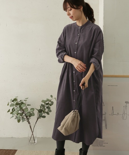 URBAN RESEARCH DOORS（アーバンリサーチドアーズ）の「コーデュロイシャツワンピース（ワンピース・レディース・グレー/ライトベージュ/グリーン/ピンク・ONE）」の15枚目の写真