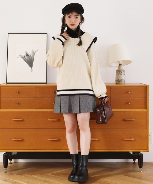 one after another NICE CLAUP(ワンアフターアナザーナイスクラップ)の「コーディネートのアクセントになる。メルトンキャスケット(キャスケット・レディース・ブラック/その他1・FREE)」の12枚目の写真