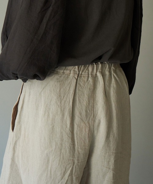 note et silence (ノートエシロンス)の「◇【 AMB100貨 】トリプルワッシャーリネン ラップキュロットパンツ(その他パンツ・レディース・ブラック/ナチュラル・FREE)」の8枚目の写真