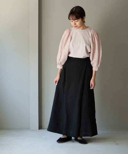 note et silence (ノートエシロンス)の「◇【 AMB100貨 】トリプルワッシャーリネン ラップキュロットパンツ(その他パンツ・レディース・ブラック/ナチュラル・FREE)」の10枚目の写真