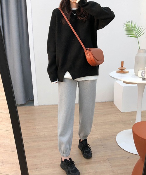 meJane（ミージェーン）の「レイヤード風モヘアライクニットプルオーバー（ニット/セーター・レディース・ブラック/グレー/ピンク/ダークベージュ・FREE）」の16枚目の写真